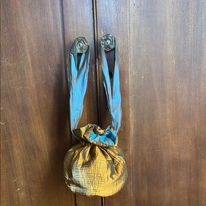 Elegant Copper and Turquoise Silk Evening Bag
